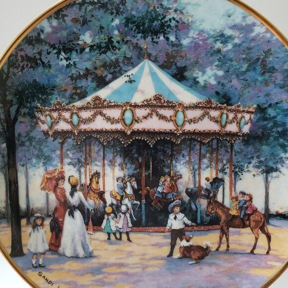 Franklin Mint Signed Porcelain Carousel Plate by Sandi Lebron - Picture 3 of 6